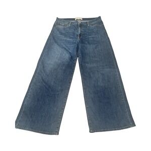 Gap Womens 8/29R High Rise Wide Leg Ankle Crop Jeans Stretch Denim Med Wash